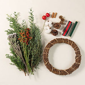 フラッシュクリスマスリースの作成キット内容です。