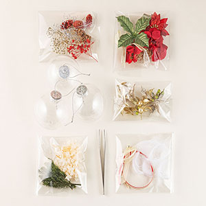 クリスマスオーナメントの作成キット内容です。