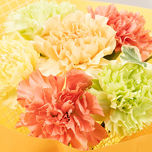 オレンジは元気いっぱいのビタミンカラーのカーネーションでまとめました。