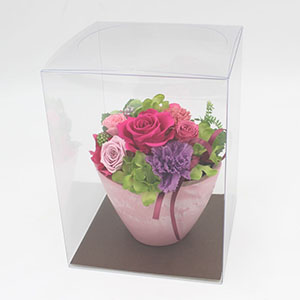 そのまま飾れるクリアケースに入れてお届けします。