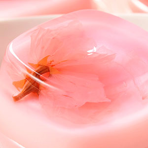 桜の花がゼリーとプリンの間に入っているので、見た目も華やかです。