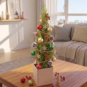 クリスマス用の市販のオーナメントで飾り付けしたいイメージです。