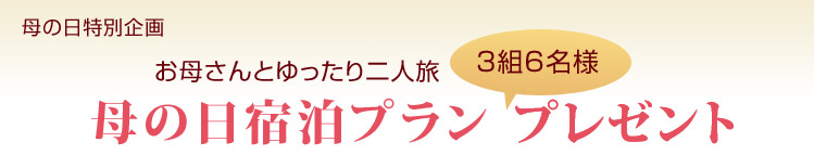 お母さんとゆったり二人旅 母の日宿泊プラン3組6名様プレゼント