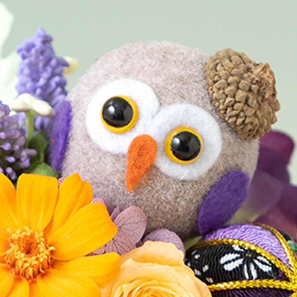 イイハナ 敬老の日 プリザーブドフラワー 大好きなおじいちゃん福来朗 フクロウ 花のプレゼント ギフト