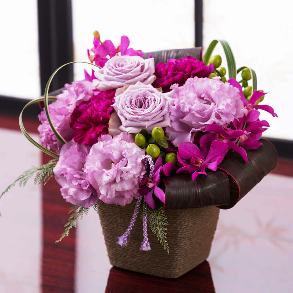 イイハナ アレンジメント 和花の贈り物 紫 ゆかり 花 フラワーギフト販売 通販