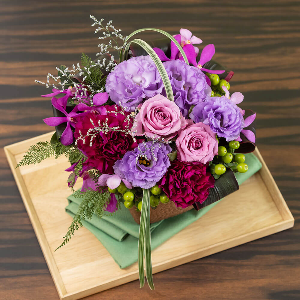 EXアレンジメント「和花の贈り物〜紫（ゆかり）〜」