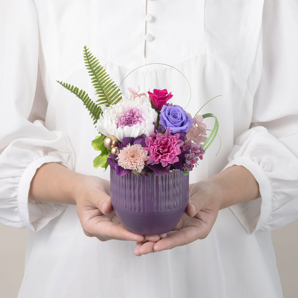 プリザーブドフラワー「祝華〜紫咲〜」