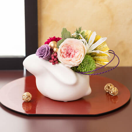 プリザーブドフラワー アートフラワーのプレゼント お正月の花 お年賀の贈り物 イイハナ