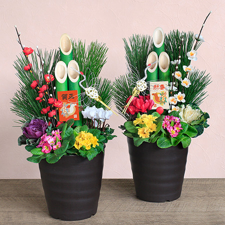 お正月 寄せ植え「モダン門松 1個」｜フラワーギフト通販ならイイハナ