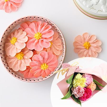 母の日　花束セット「フラワーピクニックカフェ お花のぼうろ缶」