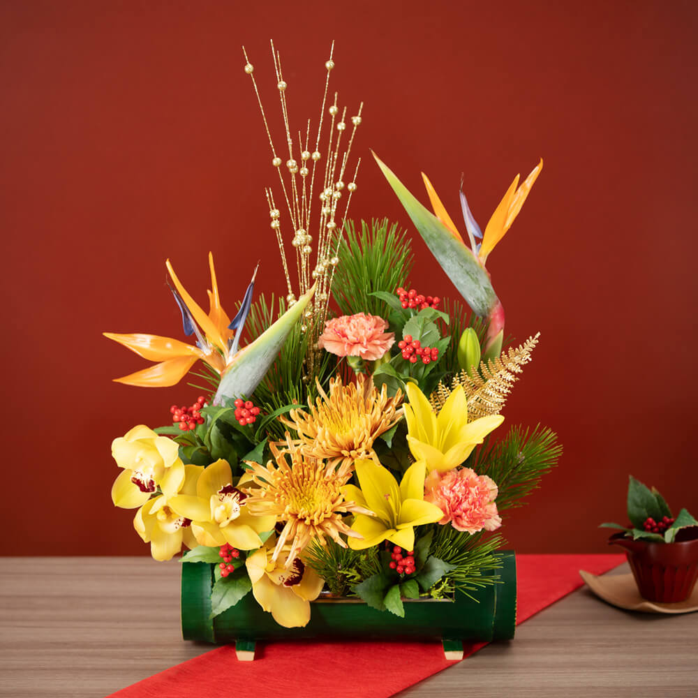 イイハナ お正月 アレンジメント 鳥花の舞 花のプレゼント ギフト