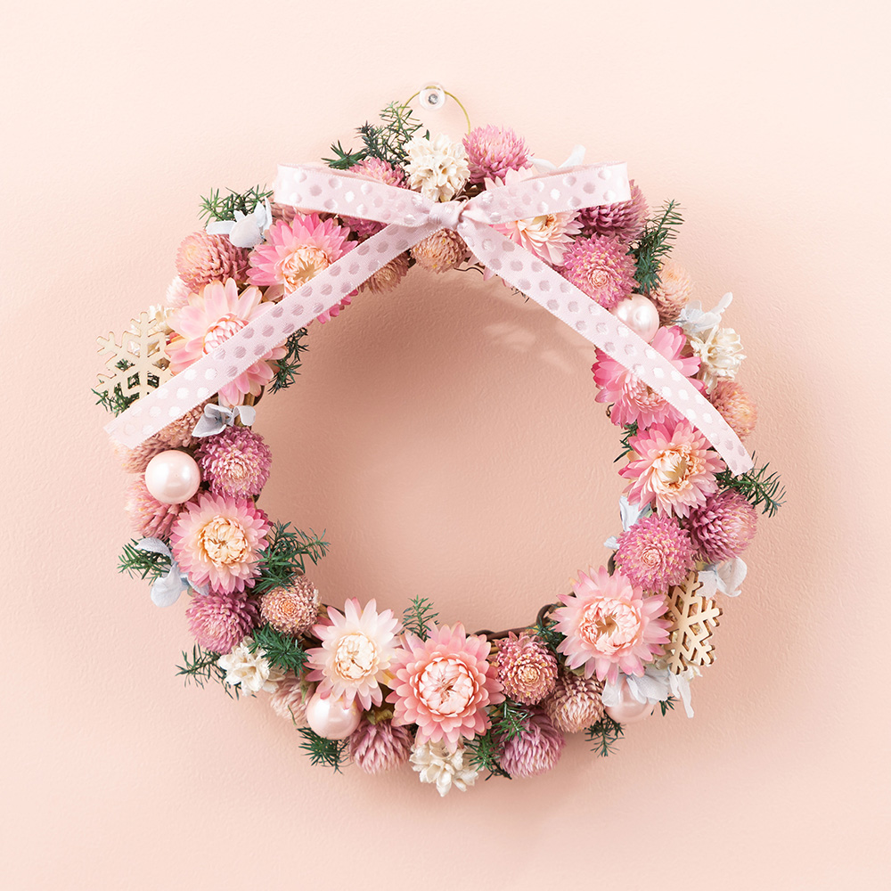 お急ぎ便 クリスマス リース「Sweet Pink」｜フラワーギフト通販