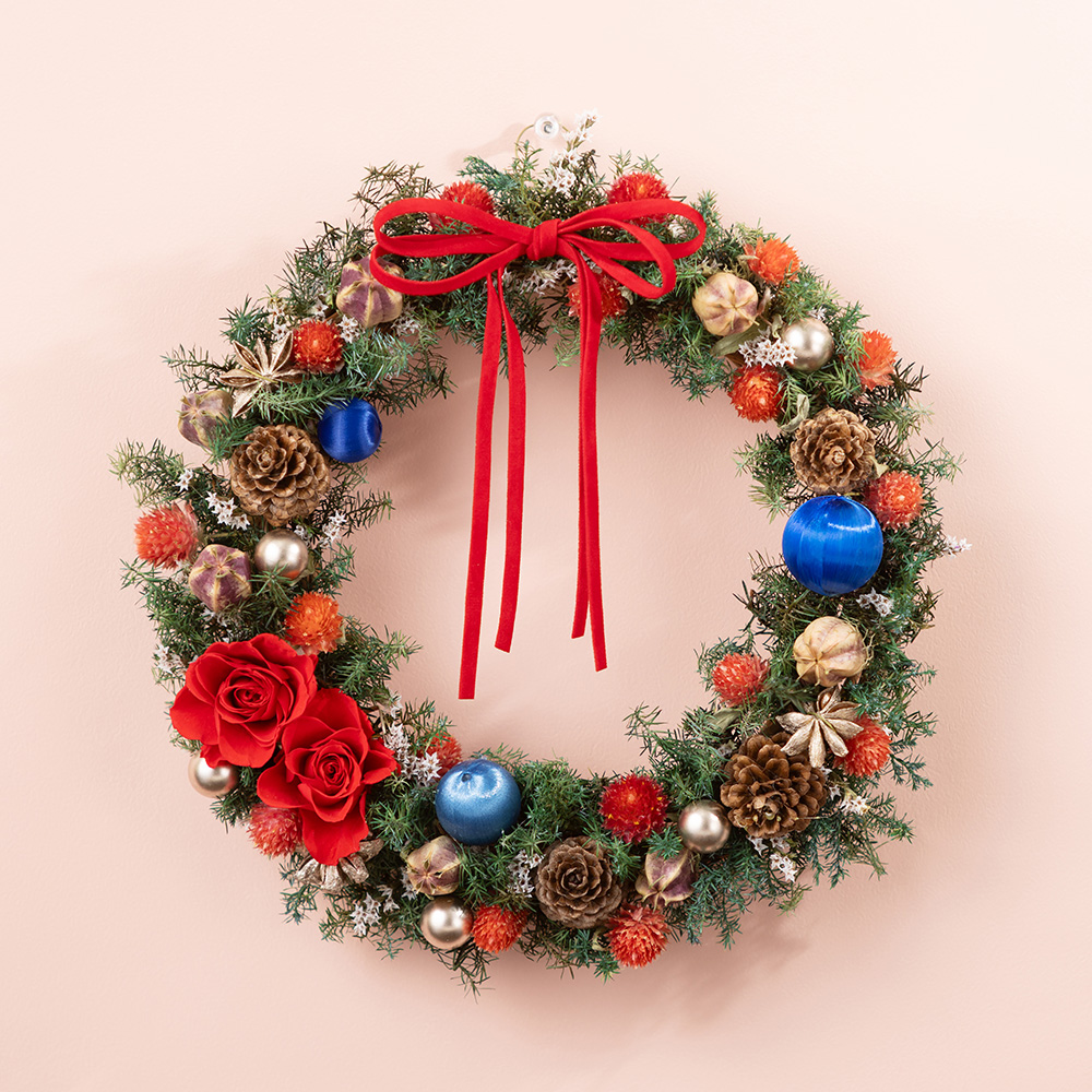 お急ぎ便 クリスマス リース「Christmas Red」｜フラワーギフト