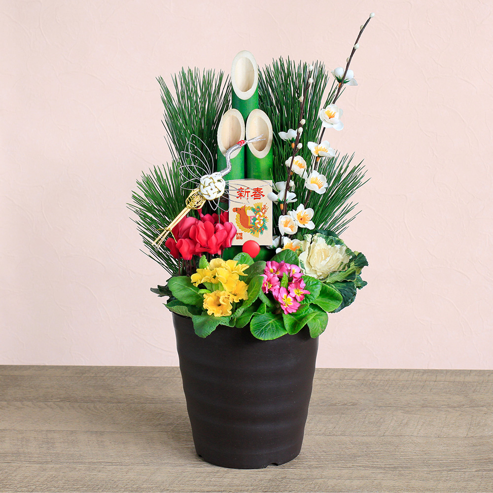 お正月 寄せ植え「モダン門松 1個」｜フラワーギフト通販ならイイハナ