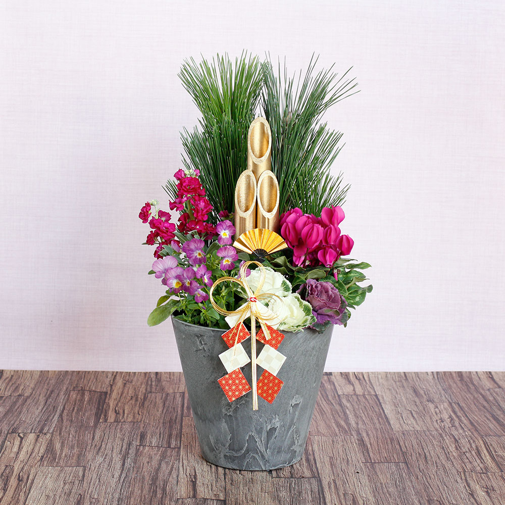 お正月 寄せ植え「スタイリッシュ門松」｜フラワーギフト通販なら