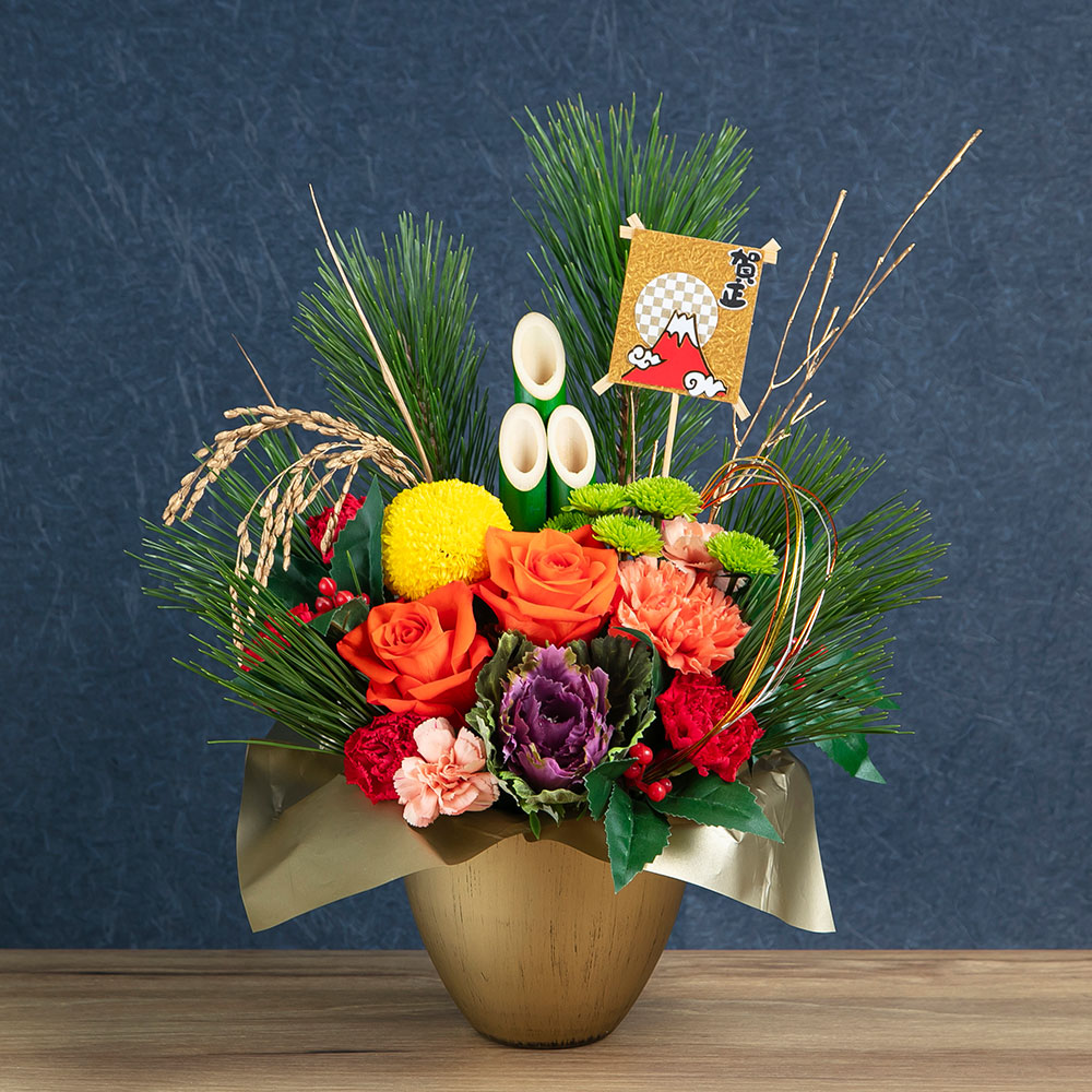 専用✨感謝sale✨正月飾り 三種のグリーン (ドライ) お正月 アレンジメント「門松～金色重ね～」｜フラワーギフト通販なら