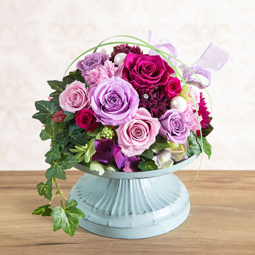 種類豊富な品揃え 売切れ パステルお花と重ね紫陽花のバレッタ 