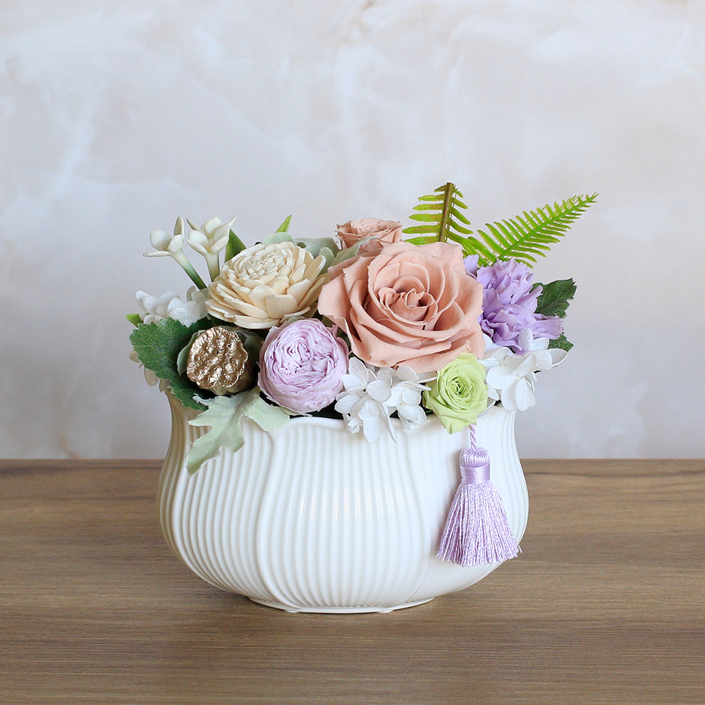 専用 めろんぱん様♪プリザーブドフラワー お供え 仏花 プリザーブドフラワー 仏花 お供え花 凛（りん）花器付