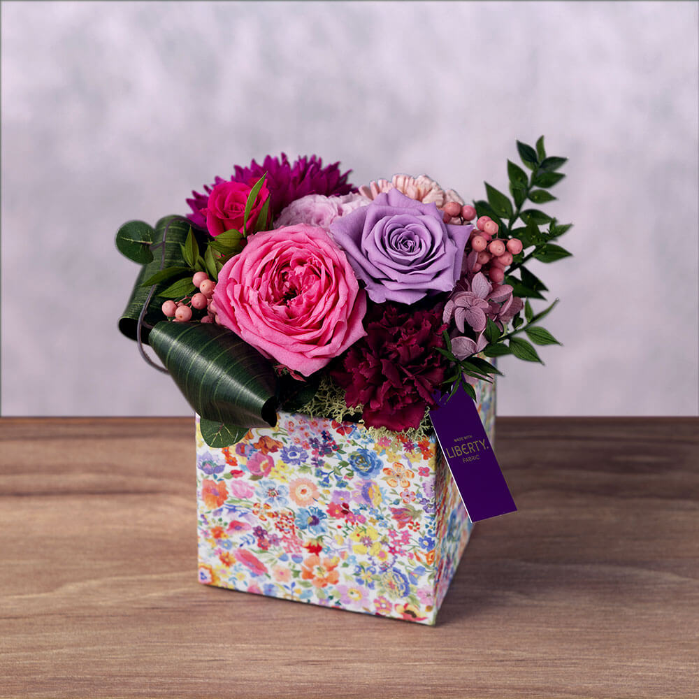 フラワーボックス　約6cm ¥680 在庫なくなりました プリザーブドフラワー「フラワーボックス～Royal Purple～」｜フラワー