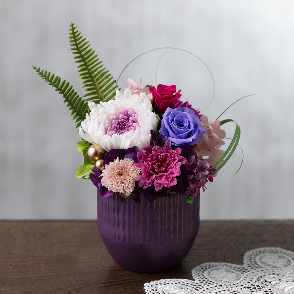 プリザーブドフラワー「祝華～紫咲～」｜フラワーギフト通販なら