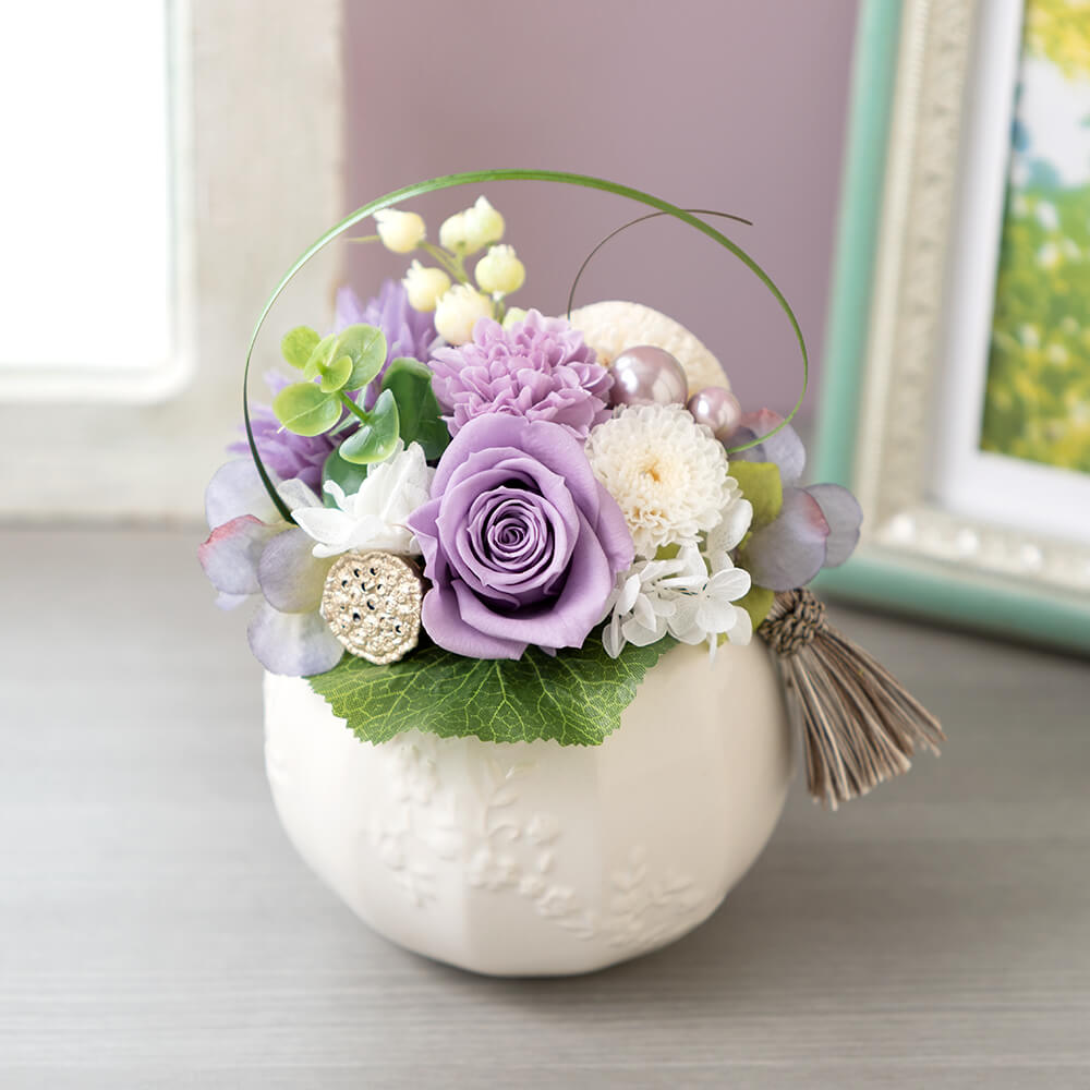お供え花 プリザーブドフラワー「望郷 パープル」｜フラワーギフト通販