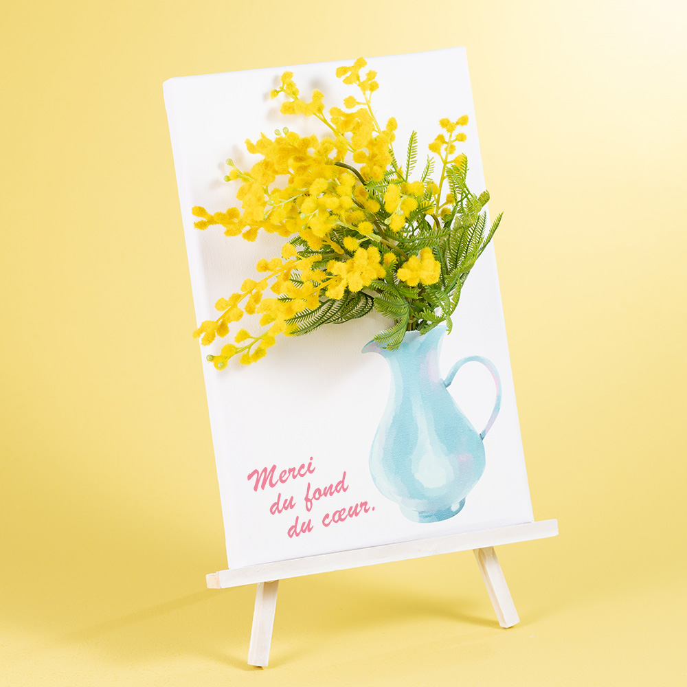 ミモザ 油絵花 花束 絵画 m a様 原画 幸せのミモザ 油絵 ミニ絵画 春を