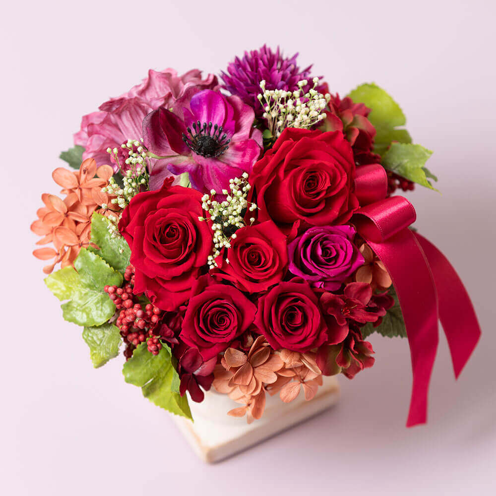 イイハナ プリザーブド アートフラワー マゼンタルージュ 春の花特集