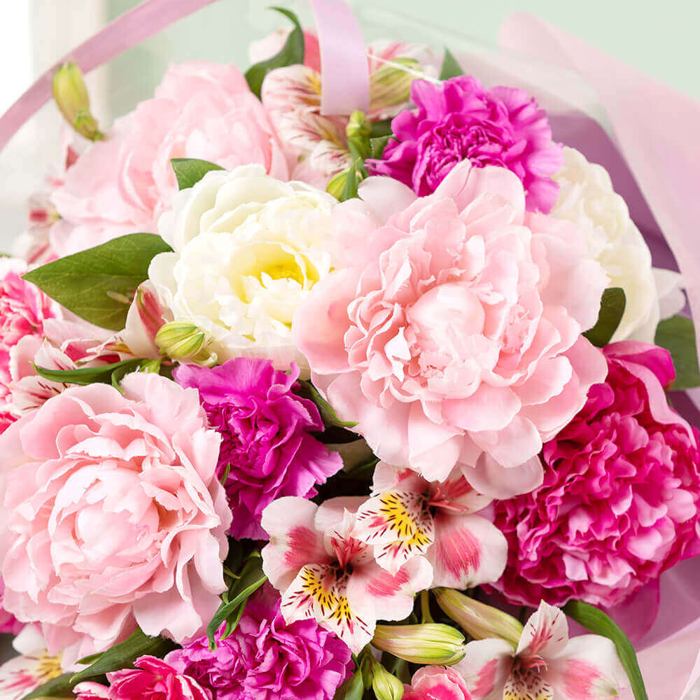 イイハナ 母の日 花束 芍薬美人 三色重ね 花のプレゼント ギフト