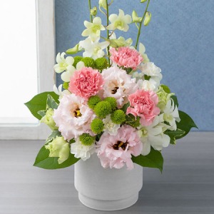 イイハナ】EXお供え花 アレンジメント「敬慕(桜色重ね)」│花の