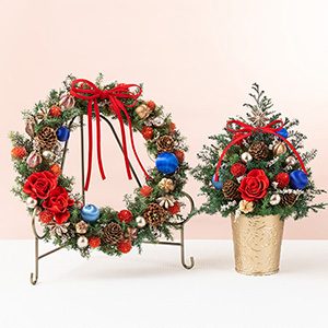 クリスマス リース・ツリーペアセット「Christmas Red」｜フラワー