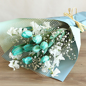 花束「Aqua Tulip～水色の花贈り～」｜チューリップ特集｜フラワー