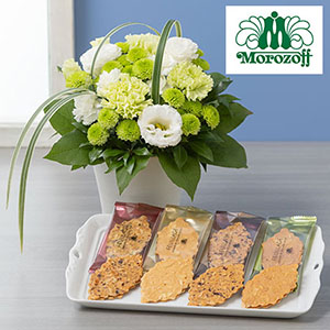 お供え花 お菓子セット「モロゾフ ファヤージュ（白）」｜フラワー