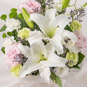 �����̕S���ɂ₳�����F�����̉ԁX�����킹���A�����W�����g�ł��B