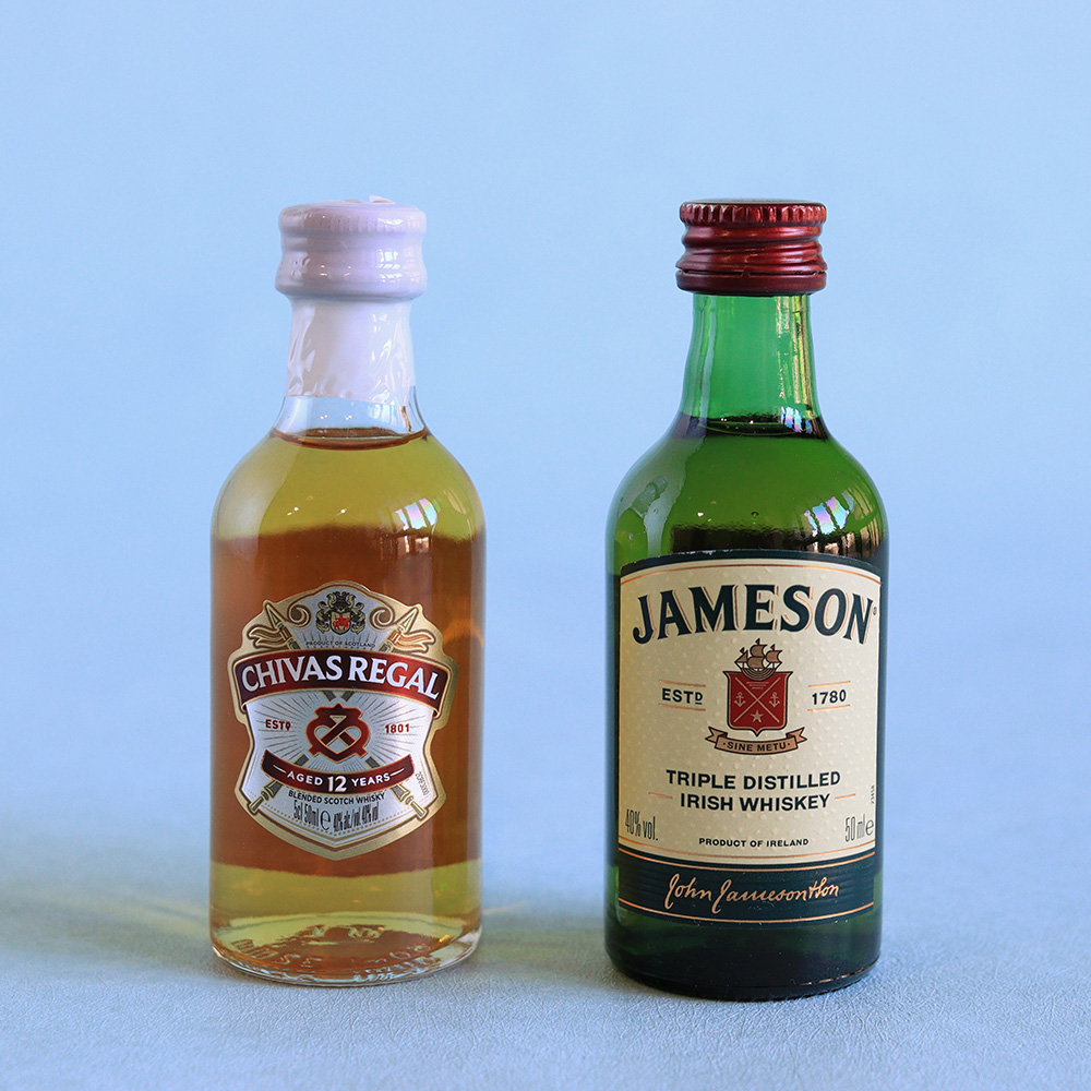 父の日 花とお酒「ウイスキーミニチュアボトル飲み比べセット