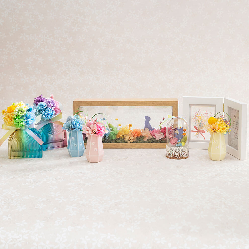 お供え花 プリザーブドフラワー「虹色のブーケ」｜フラワーギフト通販