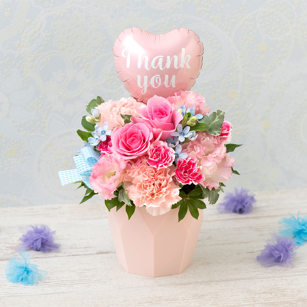 ＜千趣会イイハナ＞【春限定】春の花のアレンジメントフラワー、Cheerful Flower Basket?Pink?、ピンクのグラデーションが上品なアレンジメント