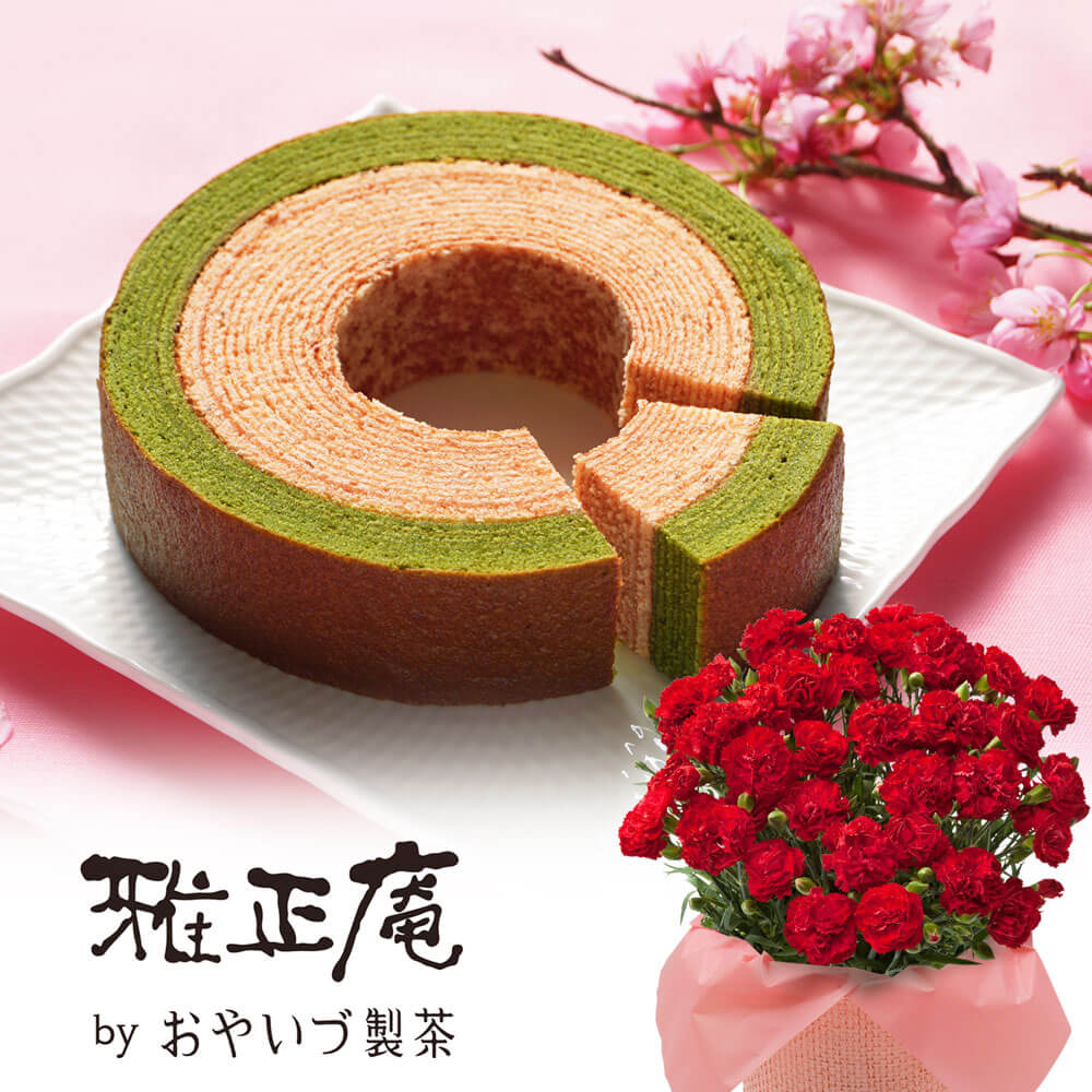 ＜千趣会イイハナ＞【春限定】桜のチーズケーキとアレンジメントのセット、資生堂パーラー 春のチーズケーキ（さくら味）