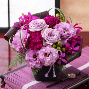 アレンジメント「和花の贈り物～紫（ゆかり）～」