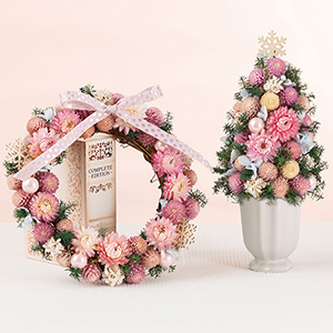 EXプリザーブド&ドライフラワー「リース・ツリーペアセット Sweet Pink」