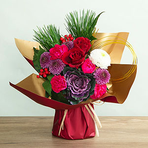 お正月 花束「迎春ブーケ〜紅紫〜」