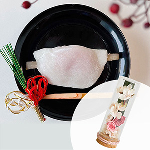 お正月 プリザーブドセット「甘春堂 花びら餅」