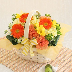EXアレンジメント「Cheerful Flower Basket〜Yellow〜」