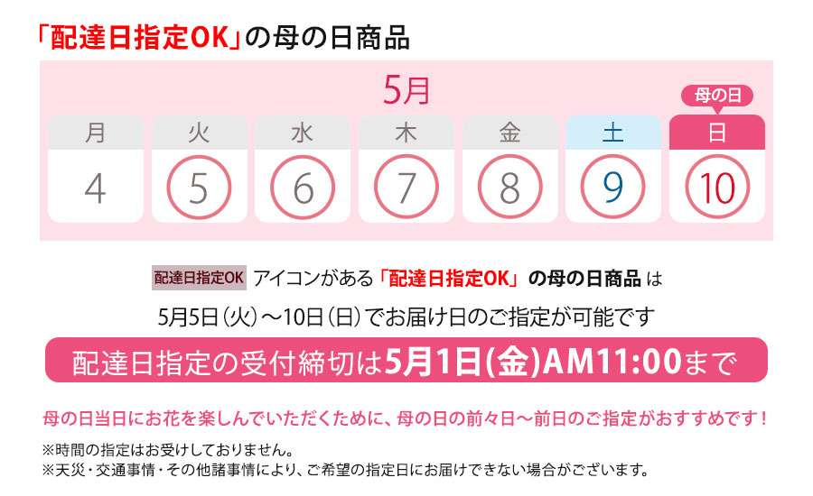 5/5�`5/10�܂ł̊Ԃł��͂��������w�肢�������܂�